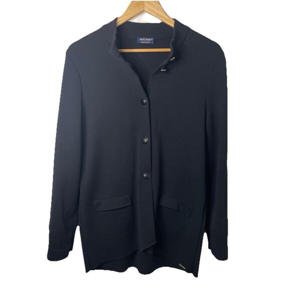 VTG SAINT JAMES France Black Wool Cardigan Jacket Shacket -38 Chest / M/L -FLAW - Picture 5 of 16